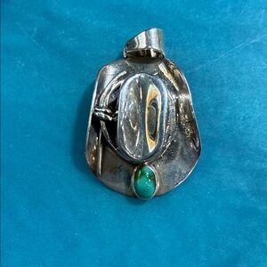 Silver Cowboy Hat Pendant with Sonoran Gold Turquoise Accent